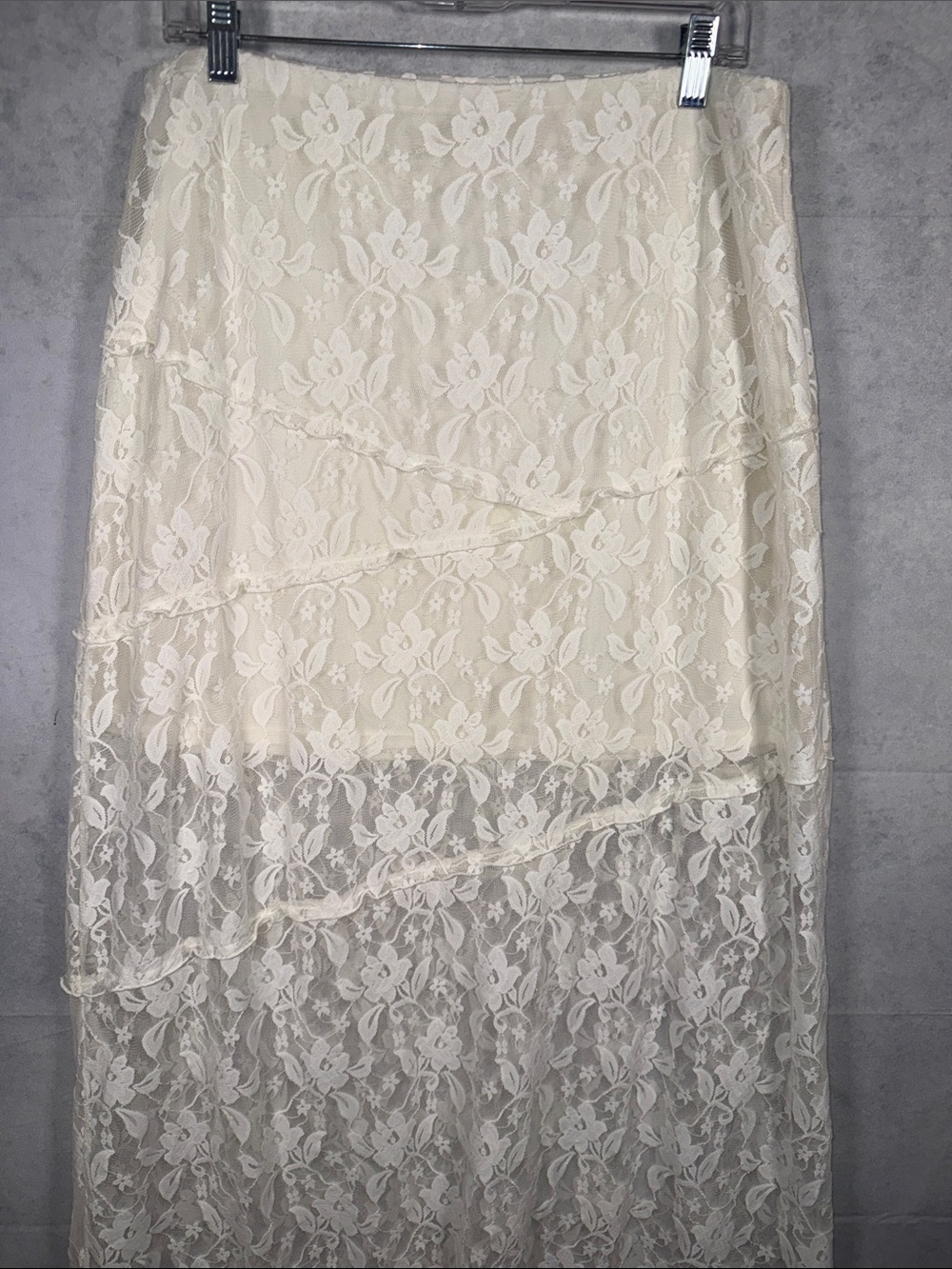 No Boundaries Cream Lace Layered Maxi Skirt - Picture 3 of 5